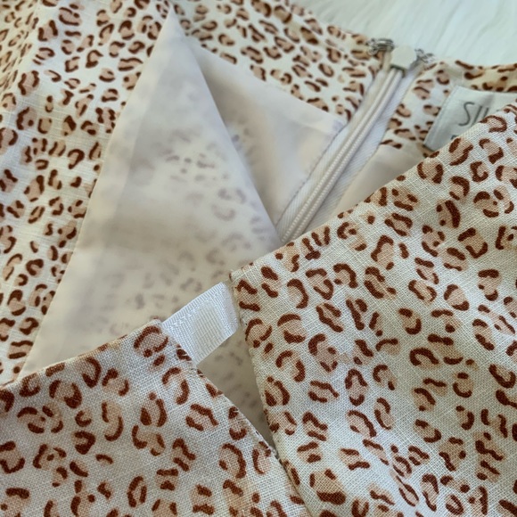 Silk Club Linen Leopard Pencil Skirt with Palm Tree Border and Beaded Hem - Picture 8 of 11